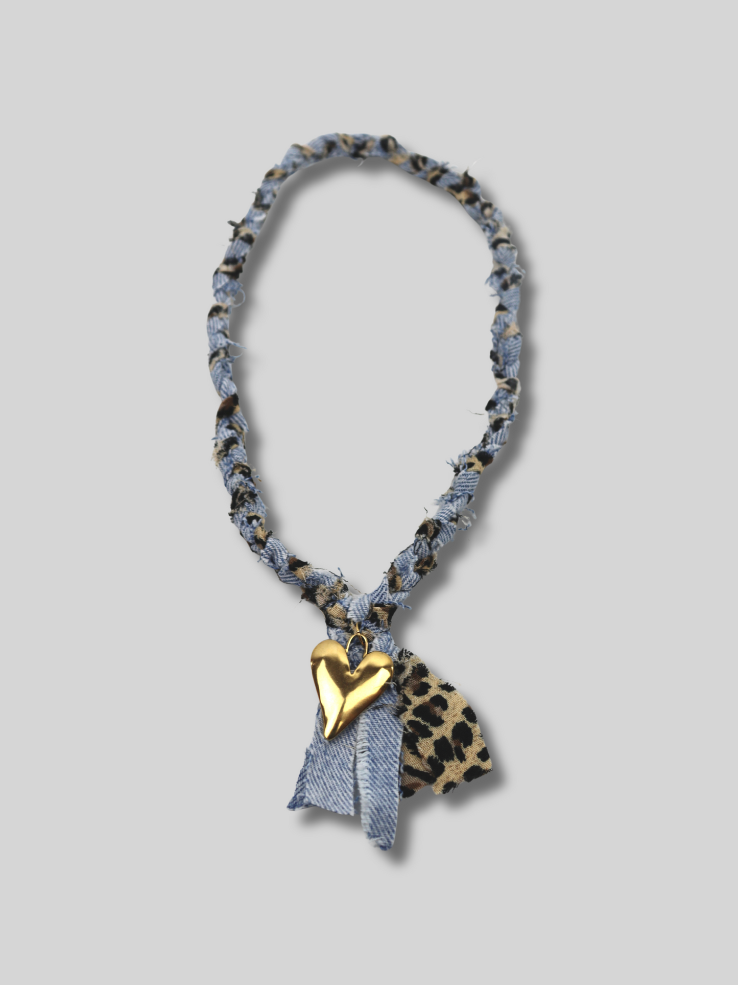 Leopard/jeans big love necklace