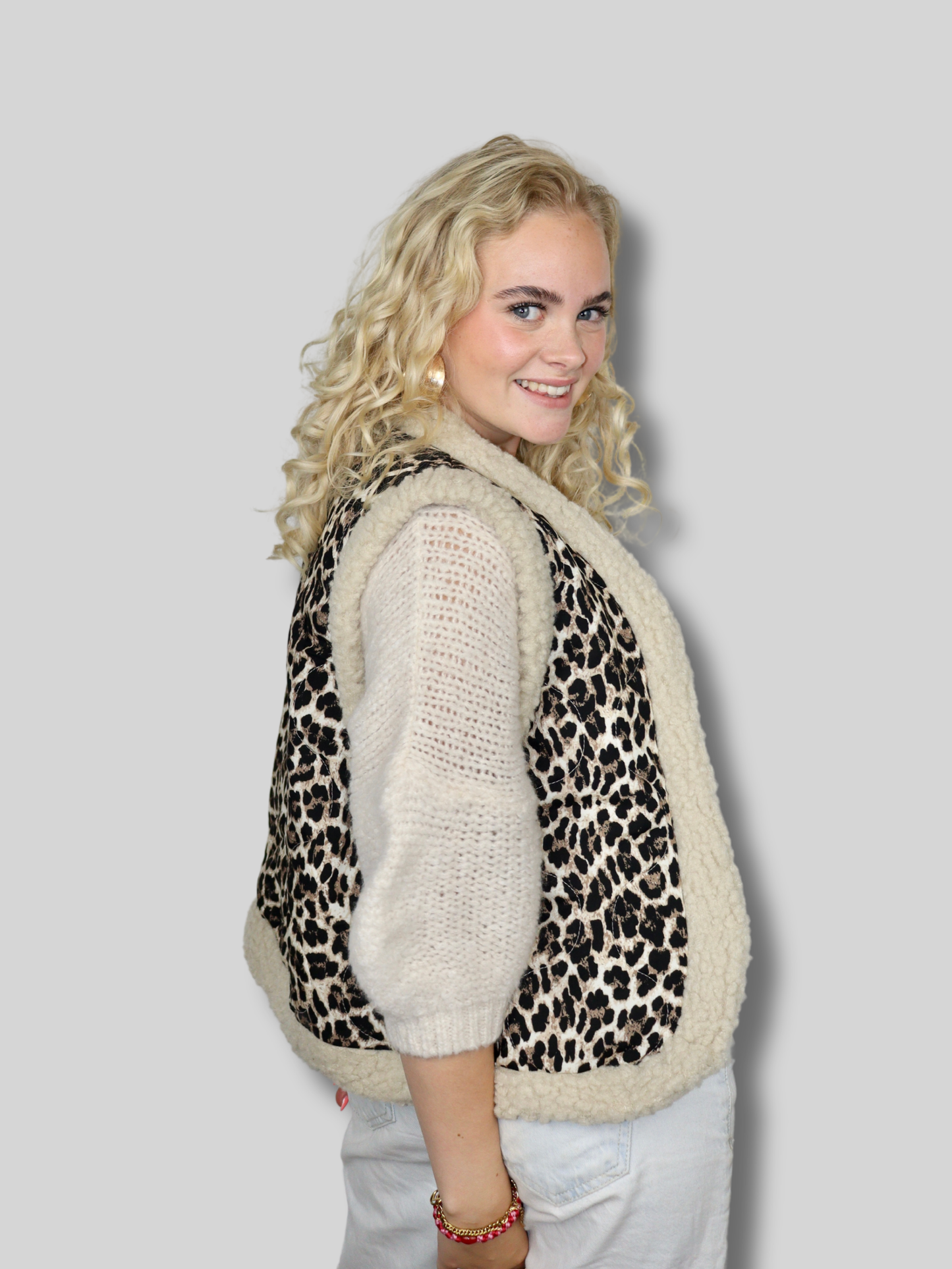 cozy leopard gilet