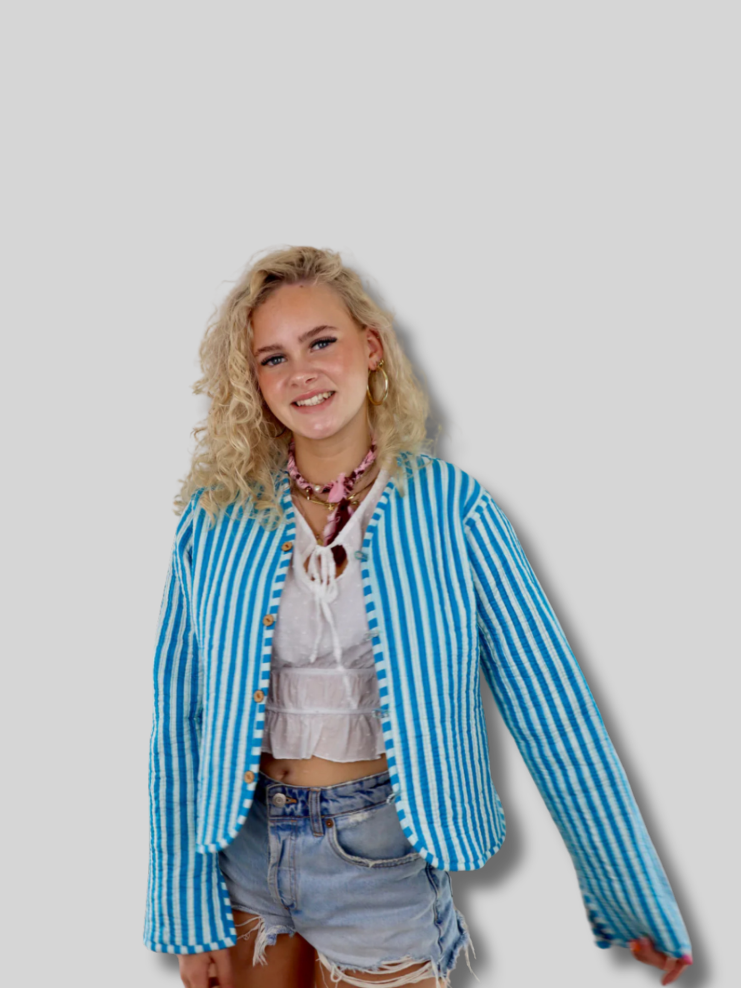 Colourful boho jacket blue