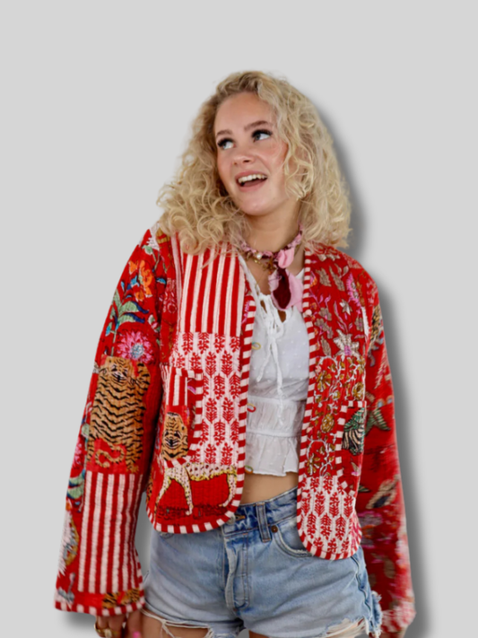 Colourful boho jacket red