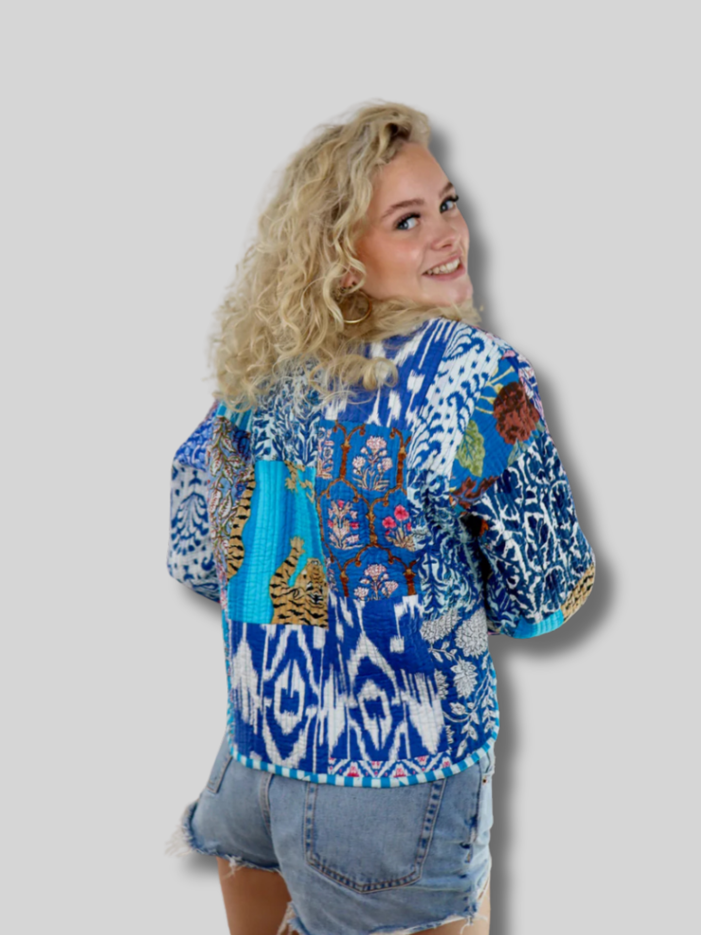 Colourful boho jacket blue