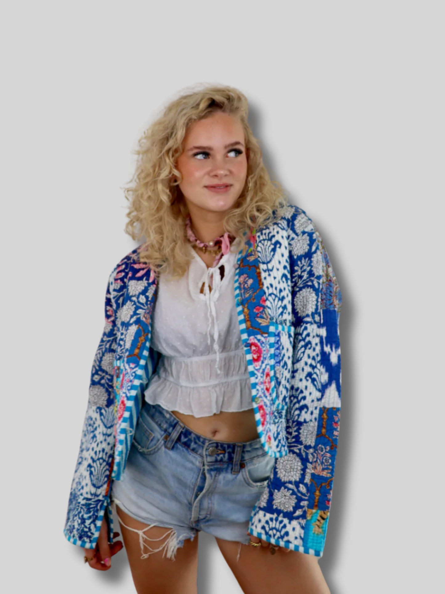 Colourful boho jacket blue