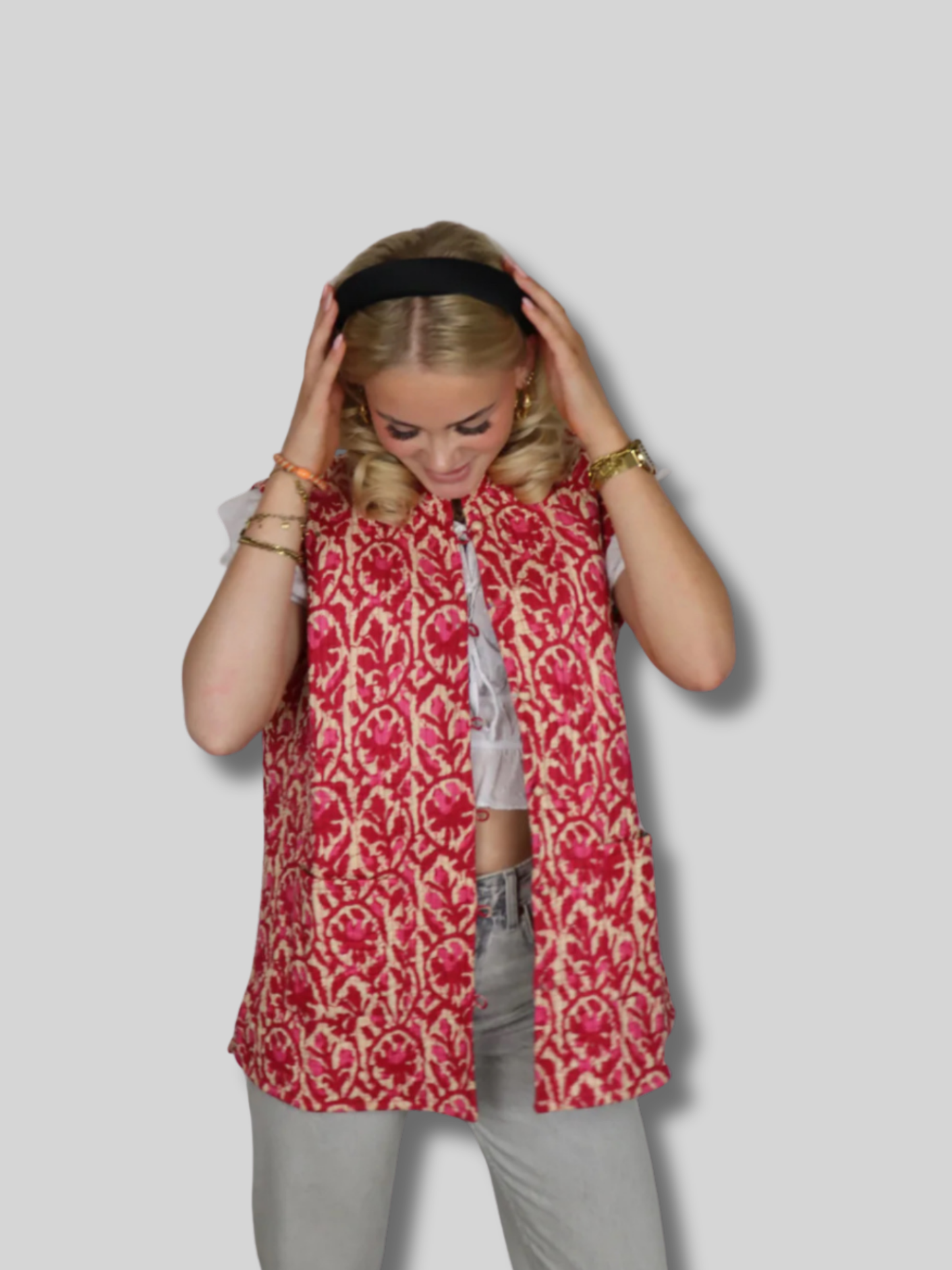 boho gilet pink