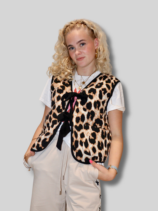 Leopard bows gilet black